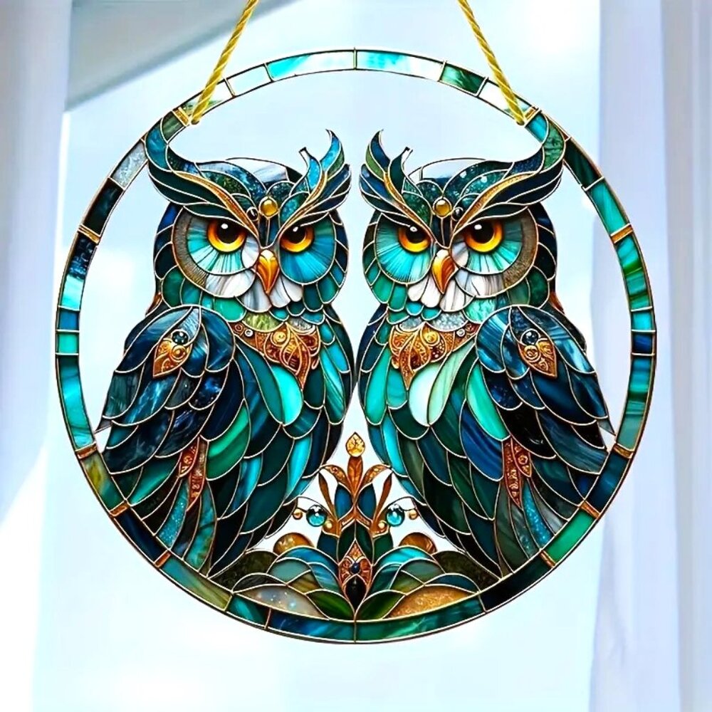 Owl Suncatcher Fantasy Friends Hanging Chain Colorful In/Outdoor Window Gift New